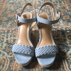 LC Lauren Conrad Blue Braided Espadrille Wedge Sandals